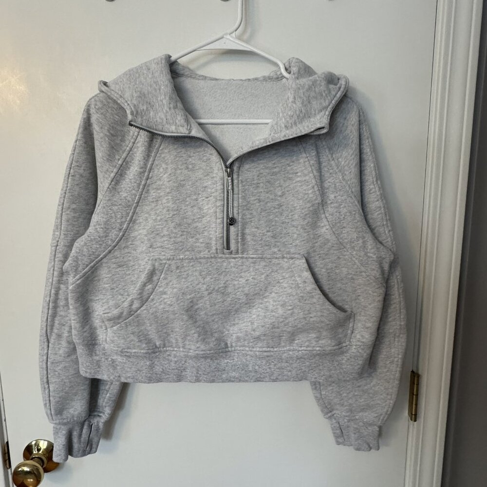 Lululemon Scuba Oversized Half-Zipped Cropped Hoodie - Size XS/S - Heather Grey